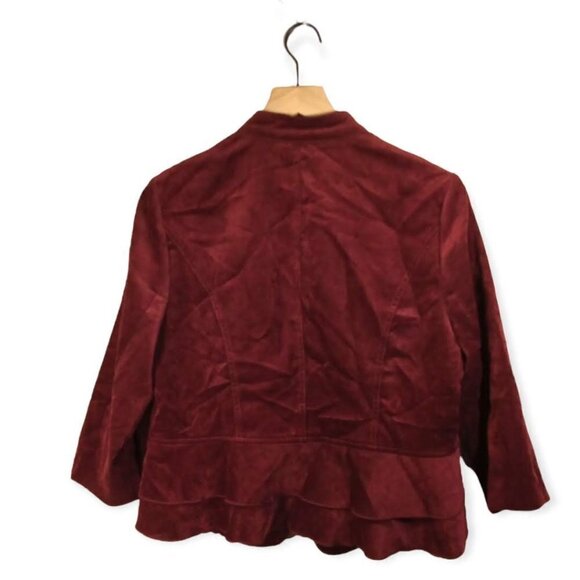 Roz & Ali Burgundy Corduroy Faux Button Jacket Size M - Picture 2 of 4